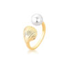 ANEL REGULAVEL PEROLA SHELL CONCHA   BAN.  OURO 18k