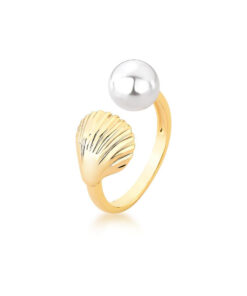 ANEL REGULAVEL PEROLA SHELL CONCHA   BAN.  OURO 18k
