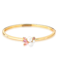 Bracelete  Dourado Cristal  Ametista/Rosa Flor 3 Perolas Shell Ban.18